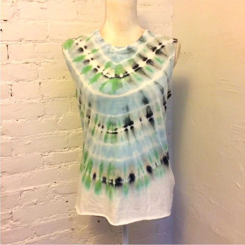 Raquel Allegra short sleeve tie dye tee shirt green size 0